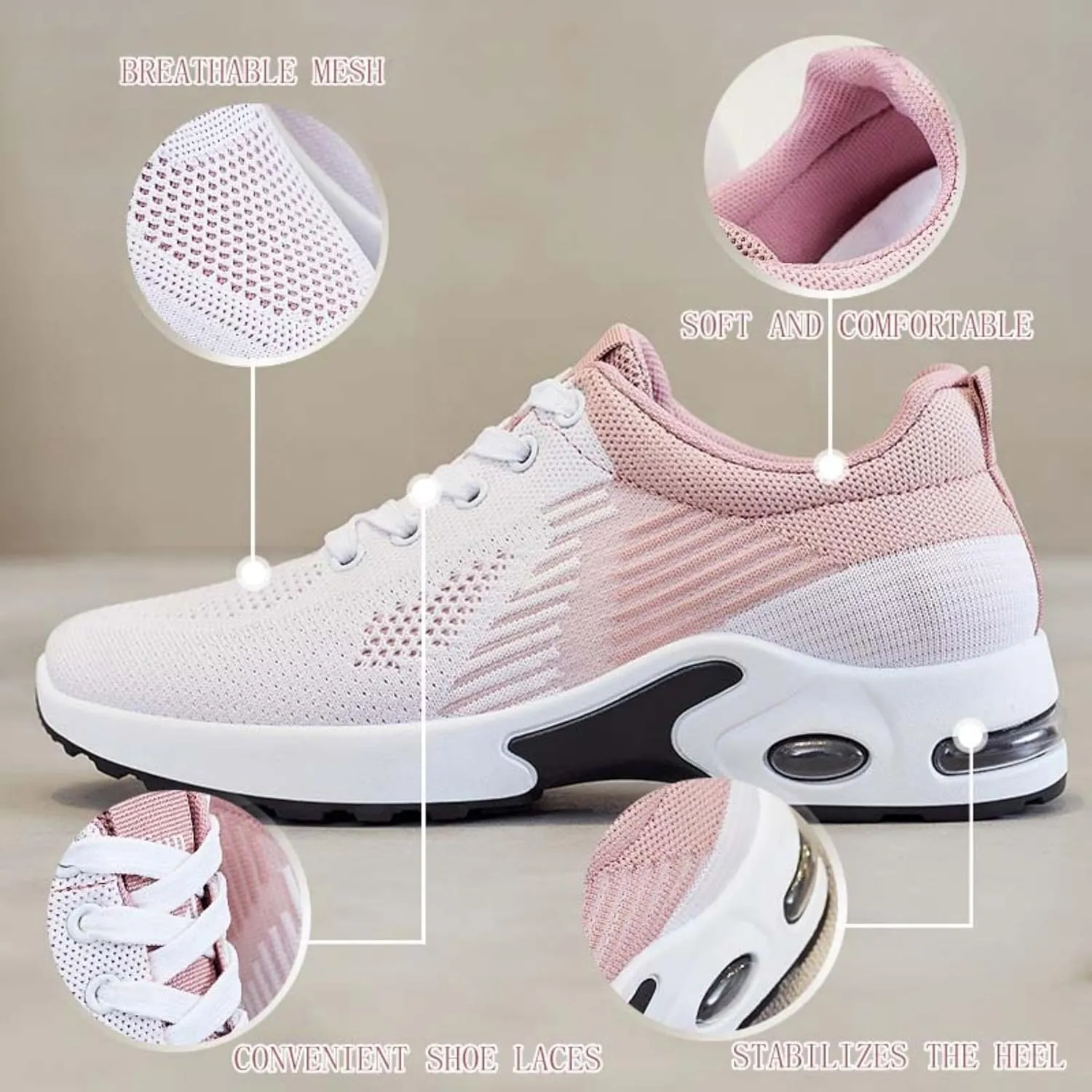 Women's Casual Sneakers – Lightweight, Breathable Non-Slip Walking Shoes for Work, Nursing, Running, and Everyday Use
