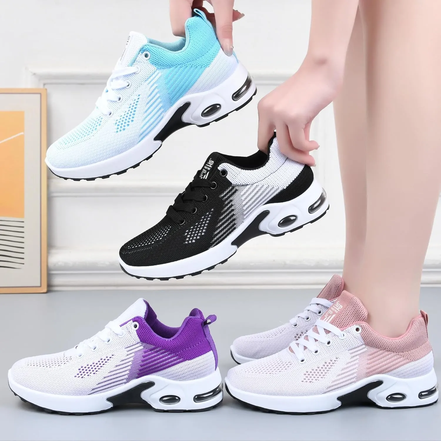 Women's Casual Sneakers – Lightweight, Breathable Non-Slip Walking Shoes for Work, Nursing, Running, and Everyday Use