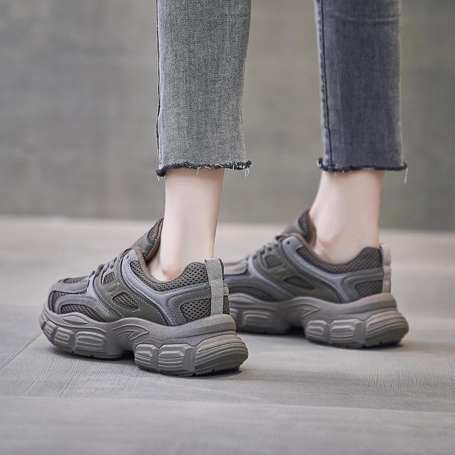 Women's Chunky Platform Sneakers Mesh Jogging Walking Shoes for Everyday,Workout,Travel