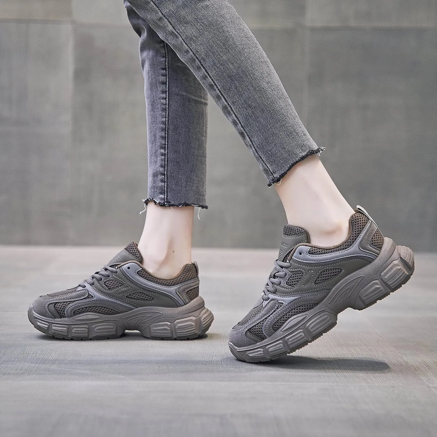 Women's Chunky Platform Sneakers Mesh Jogging Walking Shoes for Everyday,Workout,Travel