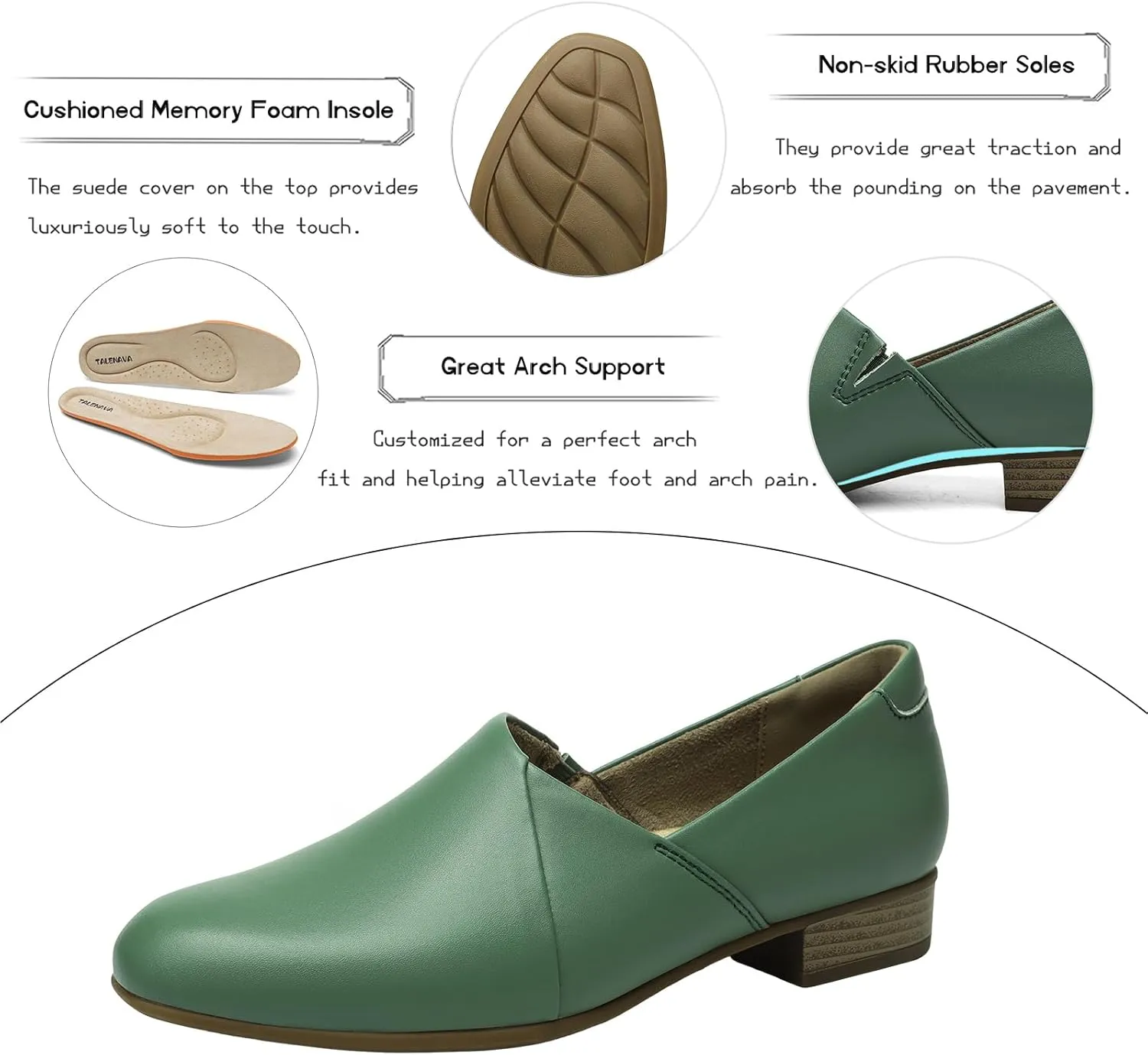 Women's Classic Comfort Dress Shoes Casual Leather Loafers Flats Cute Versatile Slip-Ons Everyday Work Shoes