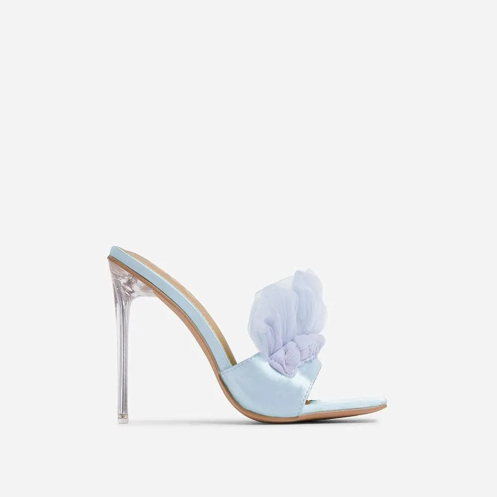 Womens Clear Heels Sandals Peep Toe Mules Stiletto High Heels Slip on Heel Shoes
