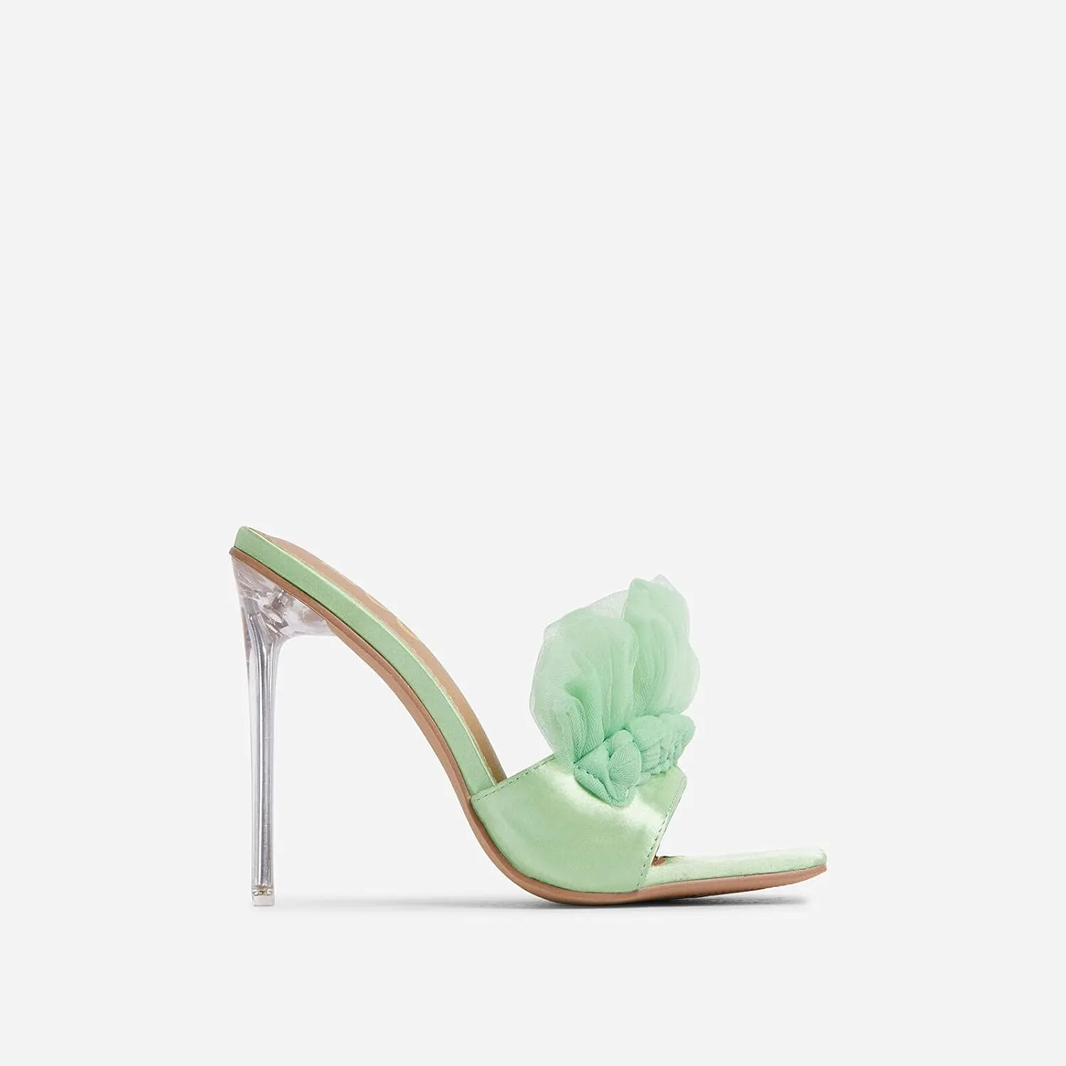 Womens Clear Heels Sandals Peep Toe Mules Stiletto High Heels Slip on Heel Shoes