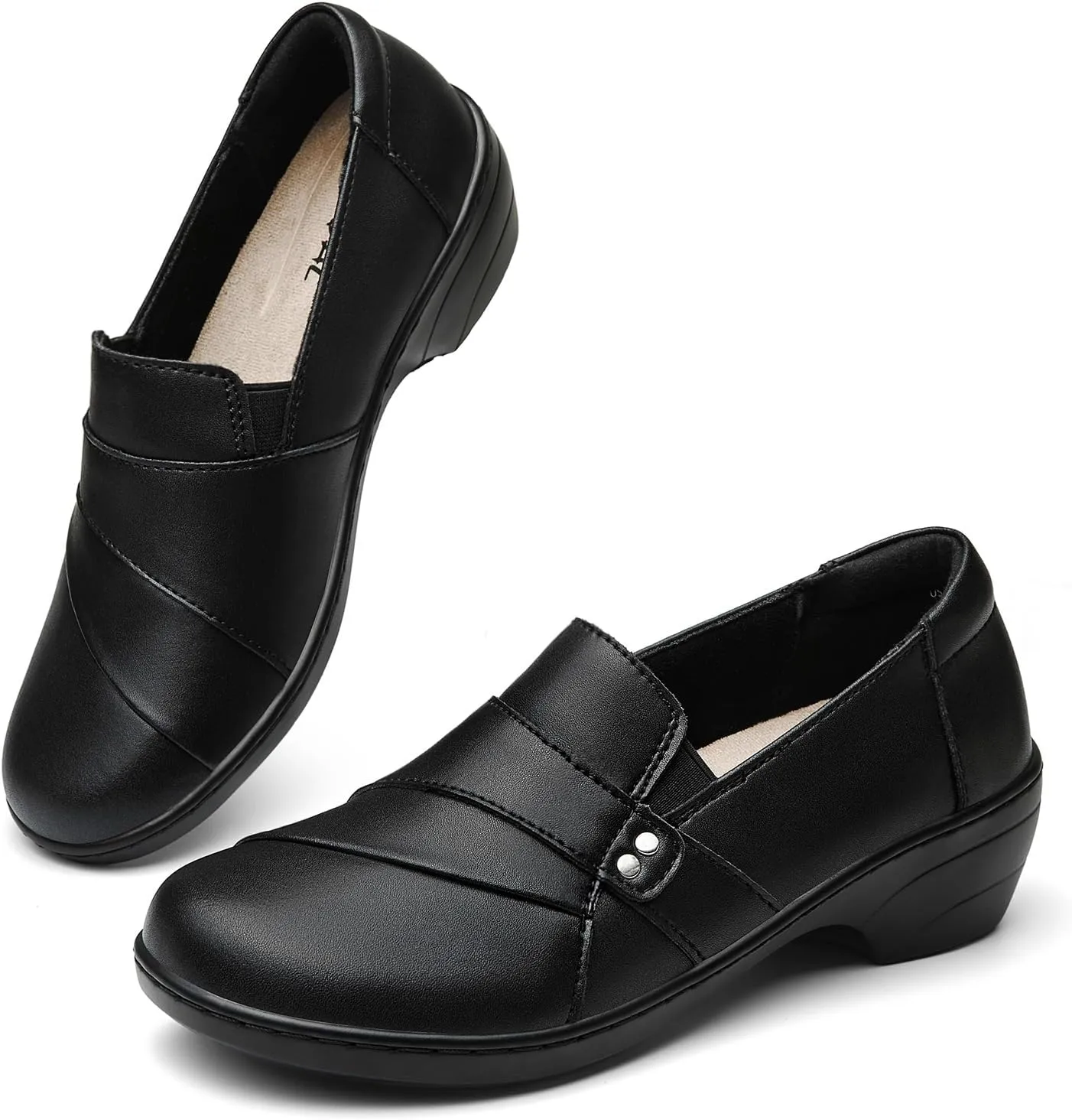 Women's Comfortable & Lightweight Leather Loafers Slip-Ons Stylish Business Casual Dress Shoes Work Office Everyday Walking Shoes for Women