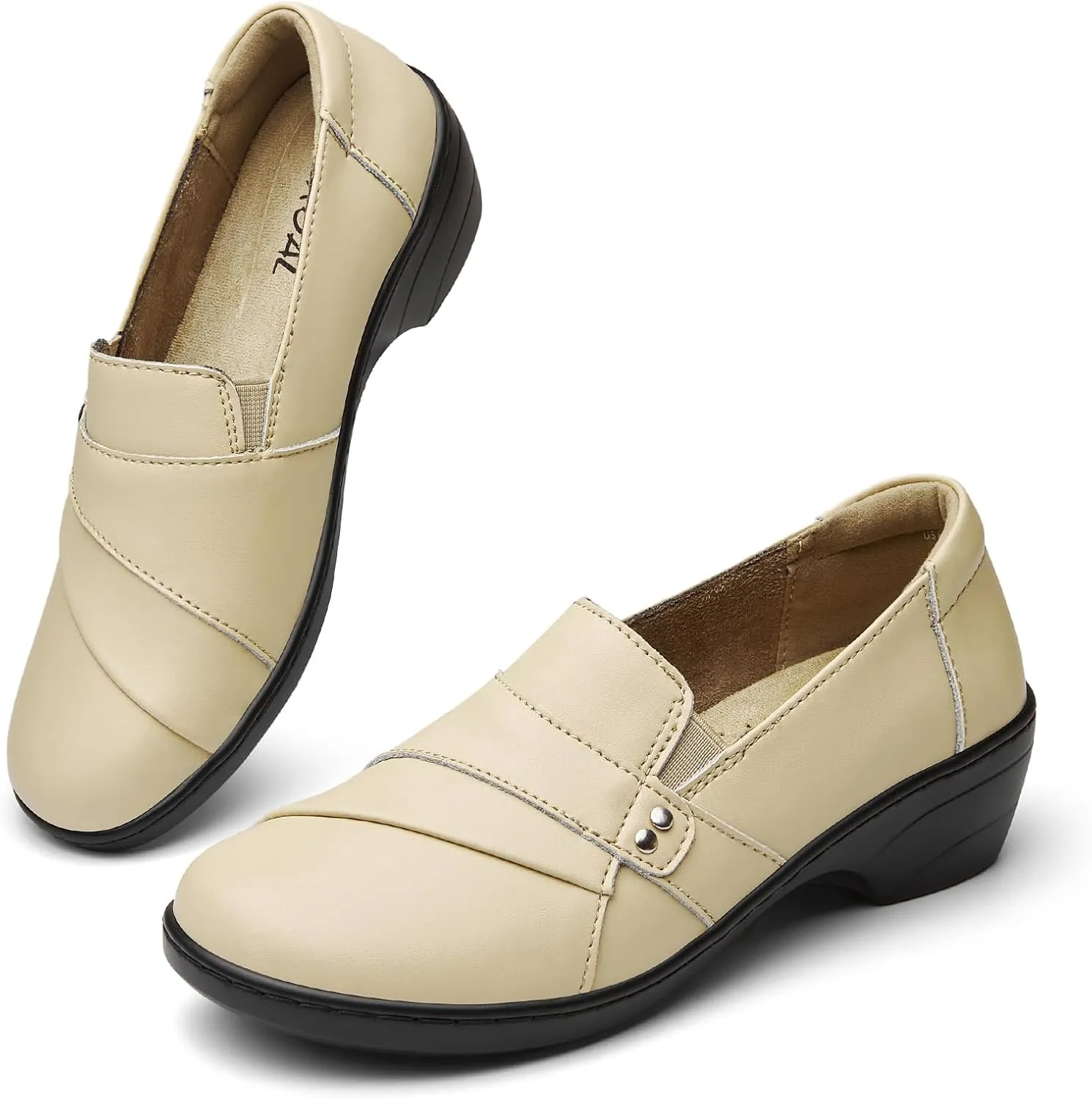 Women's Comfortable & Lightweight Leather Loafers Slip-Ons Stylish Business Casual Dress Shoes Work Office Everyday Walking Shoes for Women