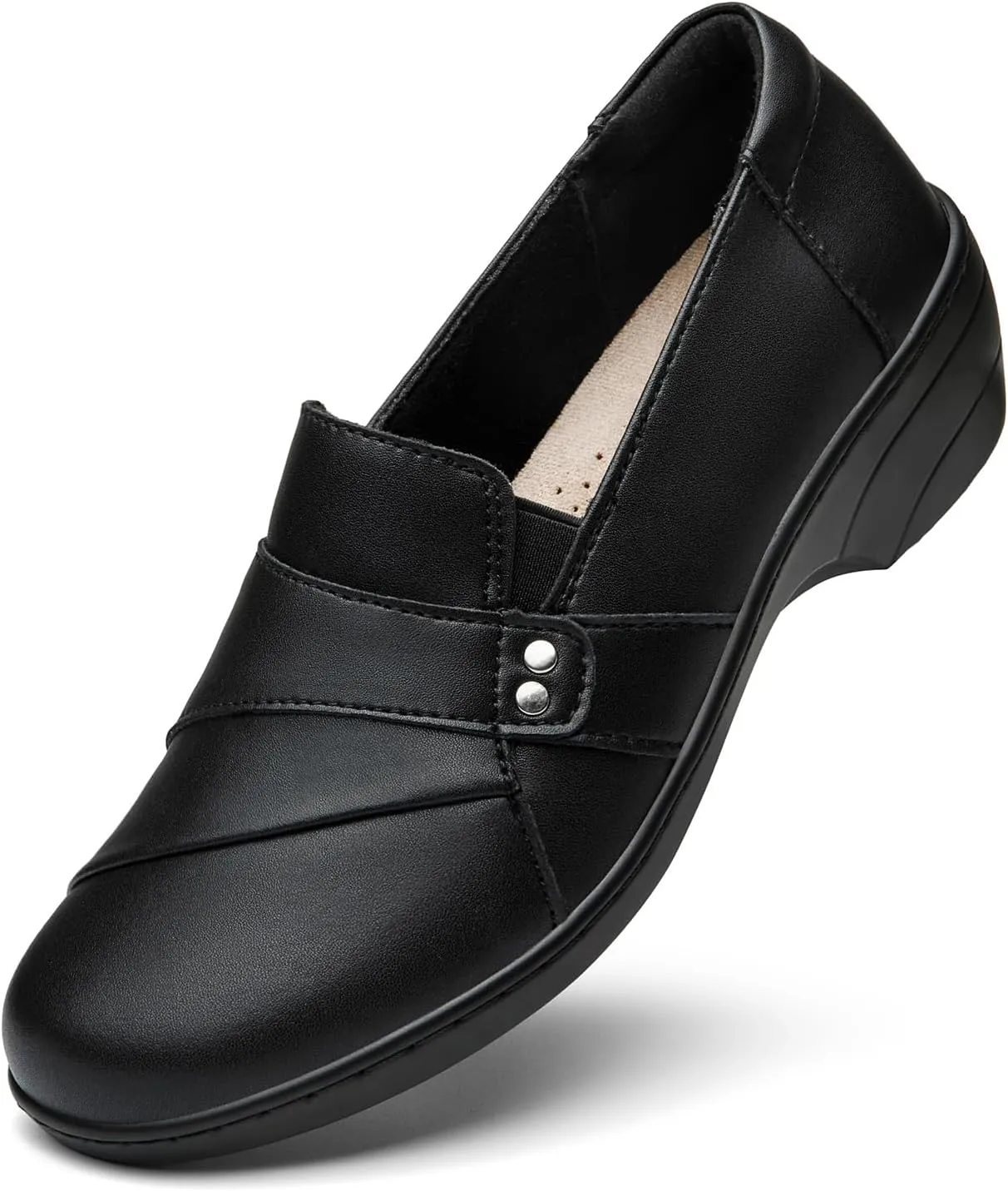 Women's Comfortable & Lightweight Leather Loafers Slip-Ons Stylish Business Casual Dress Shoes Work Office Everyday Walking Shoes for Women