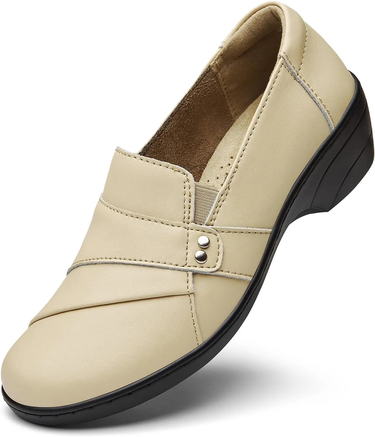 Women's Comfortable & Lightweight Leather Loafers Slip-Ons Stylish Business Casual Dress Shoes Work Office Everyday Walking Shoes for Women