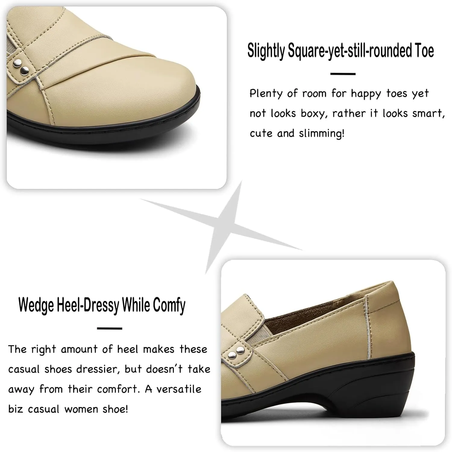 Women's Comfortable & Lightweight Leather Loafers Slip-Ons Stylish Business Casual Dress Shoes Work Office Everyday Walking Shoes for Women