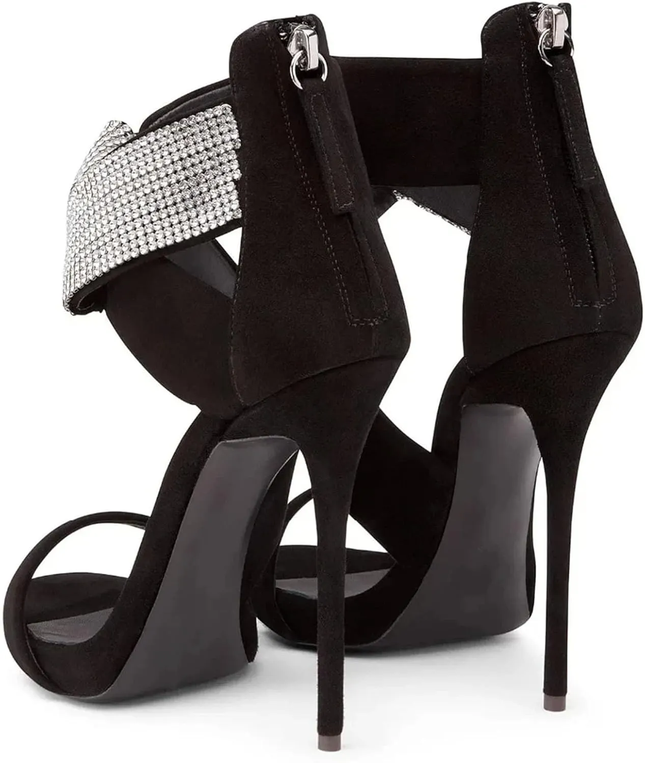 Women's Crystal Strap Peep Toe Sandals, Summer Evening Stiletto Party Heels