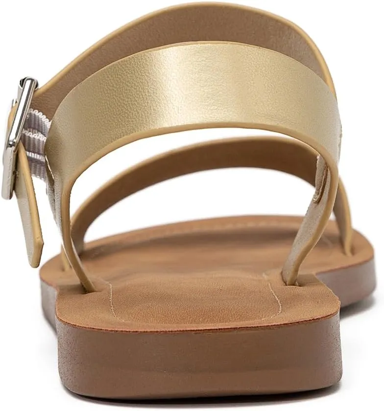 Women's Cute Open Toes One Band Ankle Strap Flexible Summer Flat Sandals With   Memory Foam