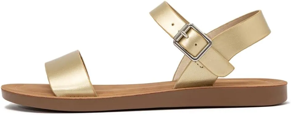 Women's Cute Open Toes One Band Ankle Strap Flexible Summer Flat Sandals With   Memory Foam