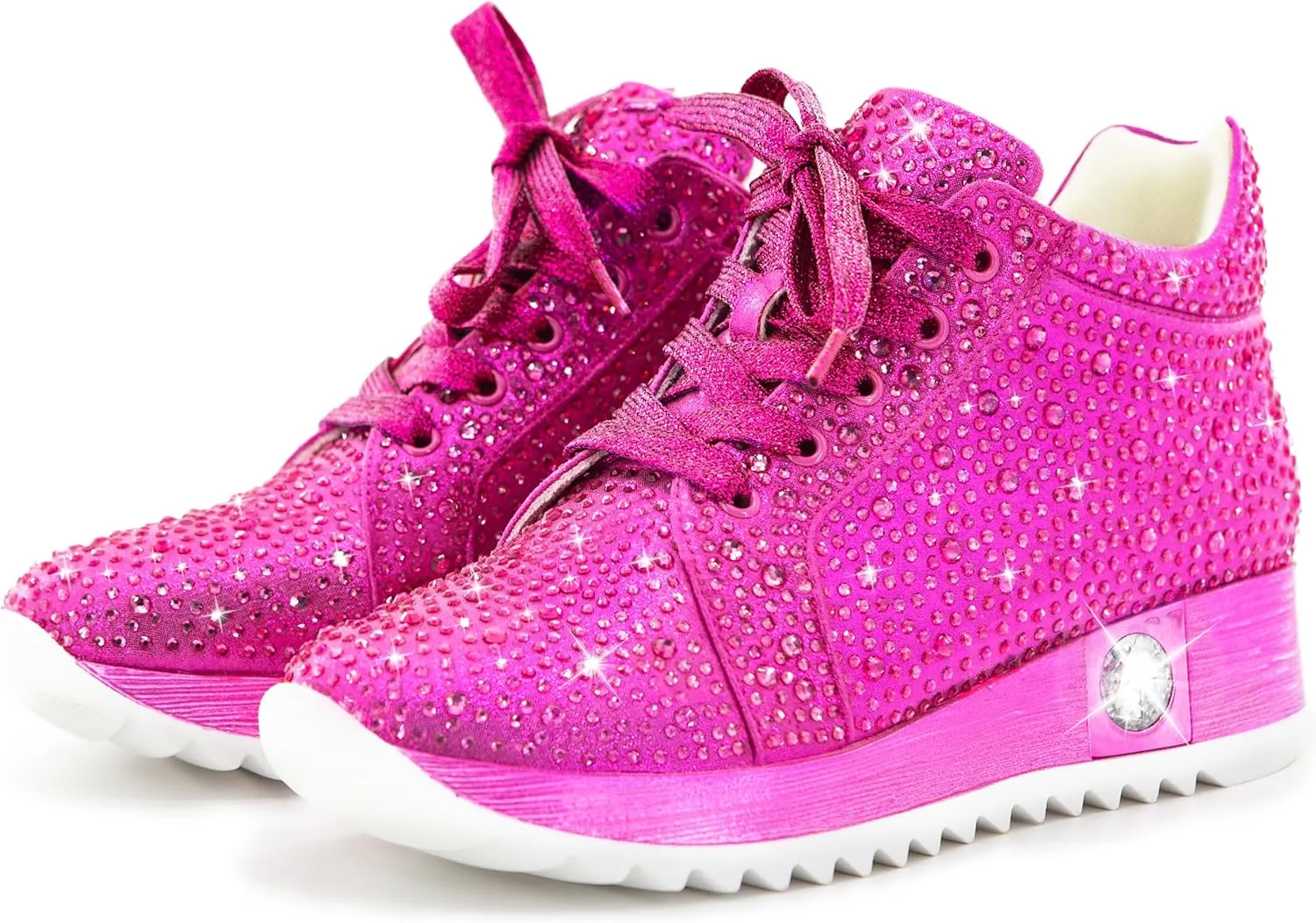 Women's Fashion Glitter Sneakers Platform Wedge Shoes Sparkly Rhinestone High Top Sneakers Trendy Sequin Shoes Wedding Bride Dress