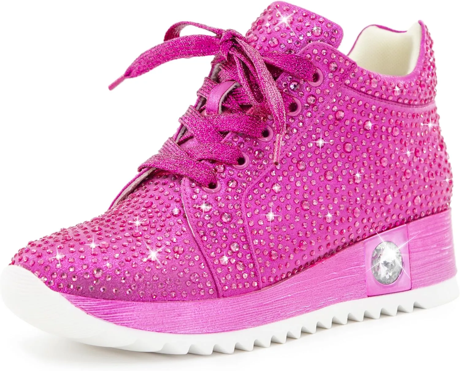Women's Fashion Glitter Sneakers Platform Wedge Shoes Sparkly Rhinestone High Top Sneakers Trendy Sequin Shoes Wedding Bride Dress