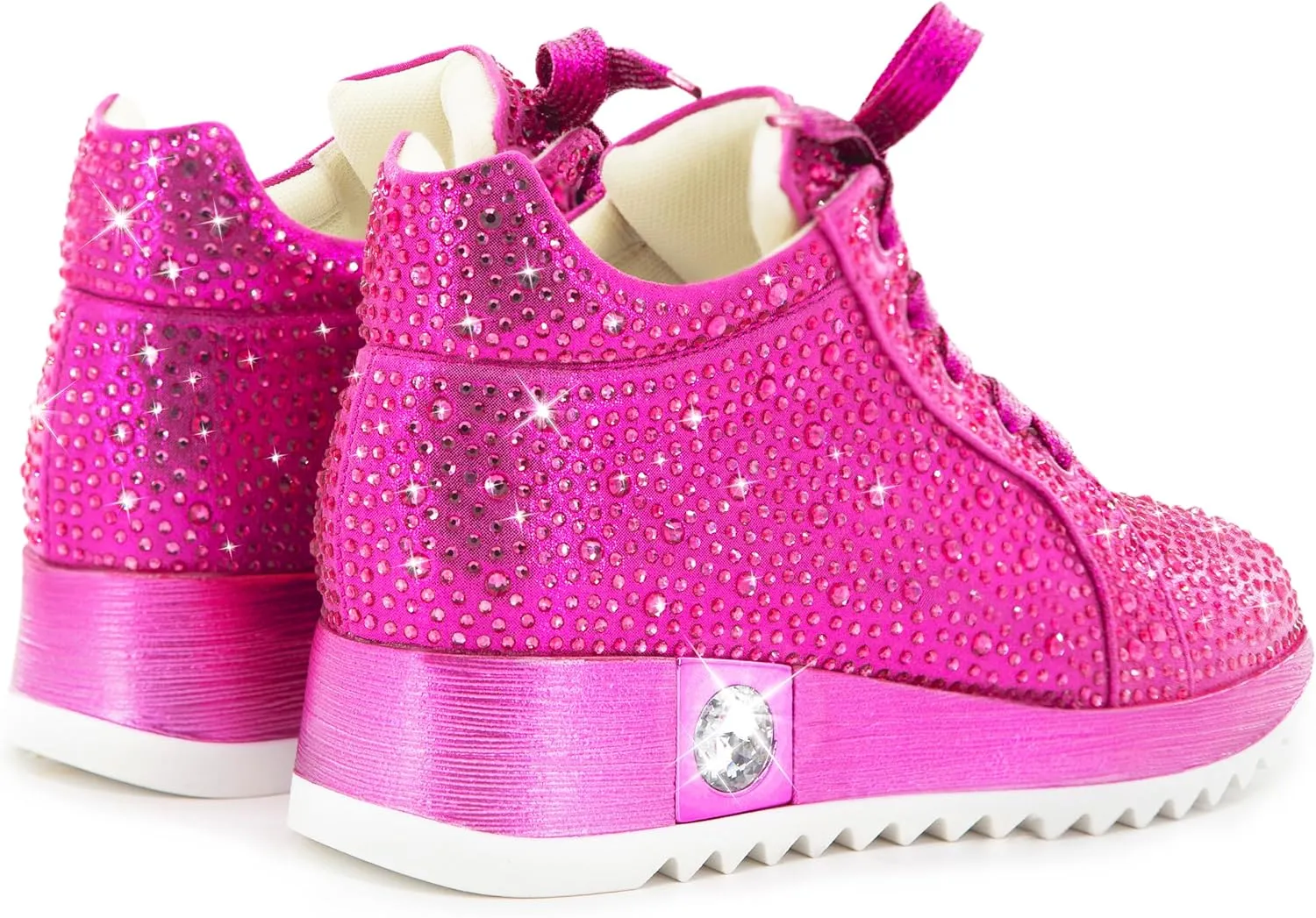 Women's Fashion Glitter Sneakers Platform Wedge Shoes Sparkly Rhinestone High Top Sneakers Trendy Sequin Shoes Wedding Bride Dress