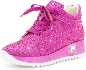 Women's Fashion Glitter Sneakers Platform Wedge Shoes Sparkly Rhinestone High Top Sneakers Trendy Sequin Shoes Wedding Bride Dress