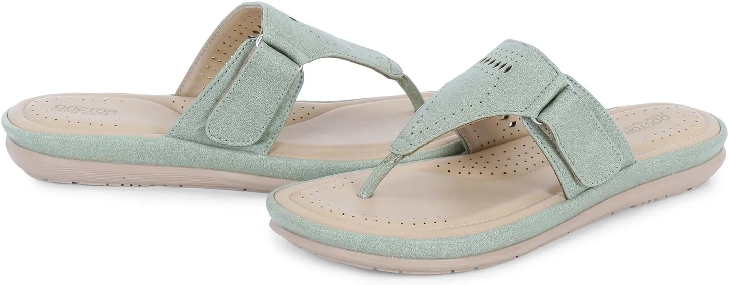 Women's Flat Memory Foam Slippers/Flip-Flops Fashion Stylish Casual Comfortable Diabetic Orthopedic Lightweight Synthetic Slip-on Sandals with Adjustable Strap for Girls/Ladies D-608