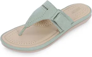 Women's Flat Memory Foam Slippers/Flip-Flops Fashion Stylish Casual Comfortable Diabetic Orthopedic Lightweight Synthetic Slip-on Sandals with Adjustable Strap for Girls/Ladies D-608