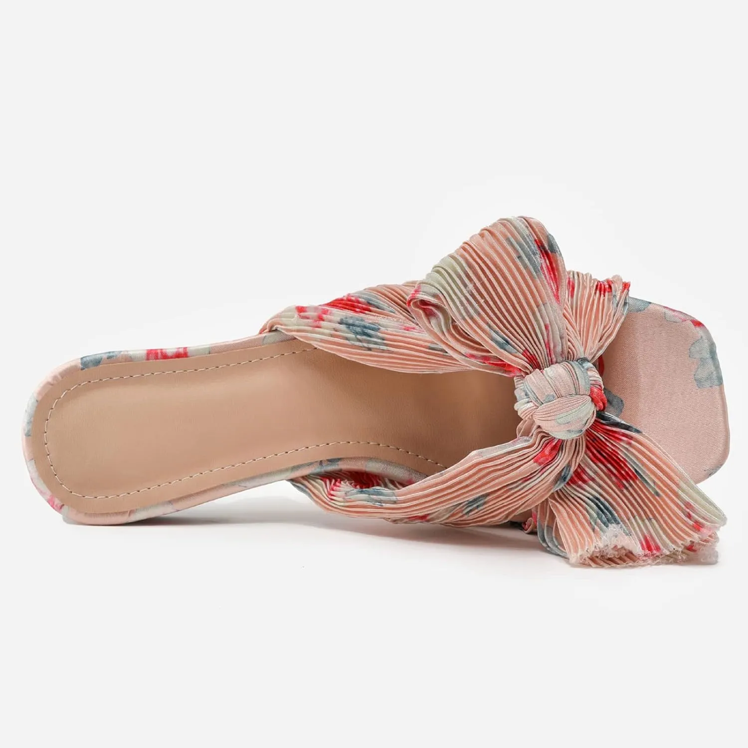 Women's Flat Sandals Casual Dress Sandal Satin Mules Slip On Bowknot Open Toe Backless Low Heeled Slipper Slides for Summer Wedding