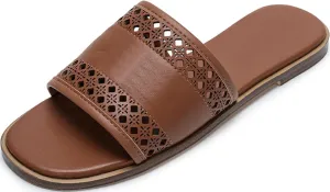 Women's Flat Sandals Comfort Slip-On Adjustable Strap, Comfortable Non-Slip Sole Slide Sandals for Summer Beach