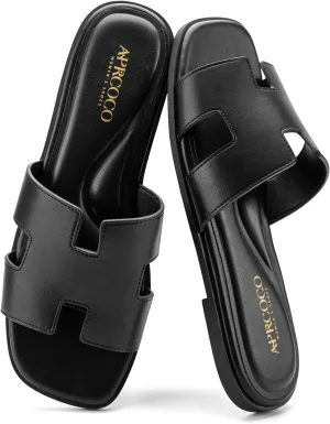 Women's Flat Sandals Dressy Classic H-Band Flats Sandals Summer Beach Vacations Slide Sandals
