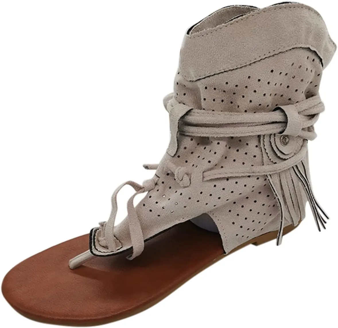 Women's Flats Sandals Bohemian Outdoor High Top Memory Foam Insole Summer Anti Slip Summer Thong Shoes