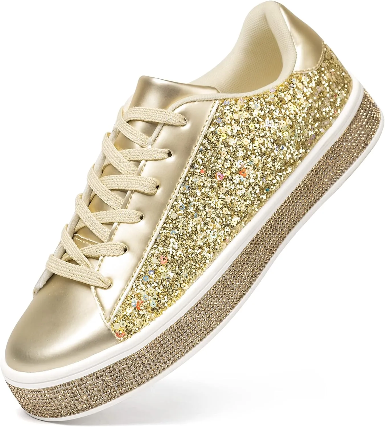 Womens Glitter Wedding Sneakers Neon Dressy Sequin Sparkly Sneakers Rhinestone Bling Bridal Shoes Shiny Tennis Shoes
