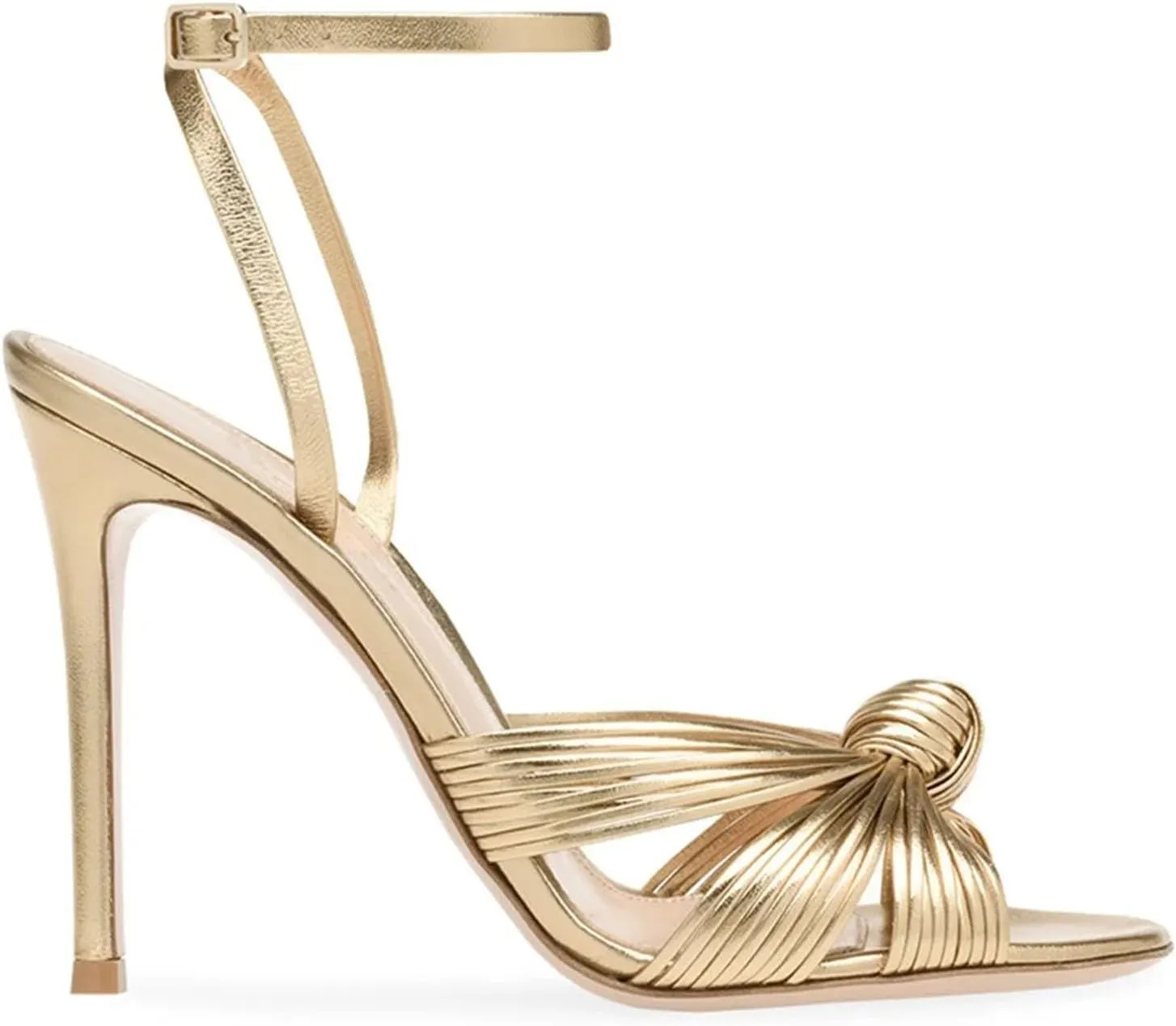 Women's Gold Stiletto Heel Sandals, Cross Strap Slingback Round Toe PU Summer Party