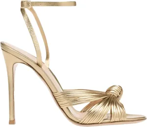 Women's Gold Stiletto Heel Sandals, Cross Strap Slingback Round Toe PU Summer Party