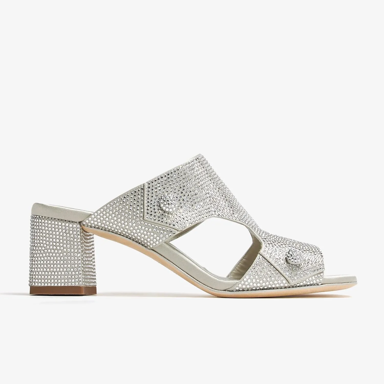 Women's High Heel Slide Sandals Paten Leather Open toe Mules Block High Heel Casual Shoes Party Wedding Dress Crystal High Heels For Ladies