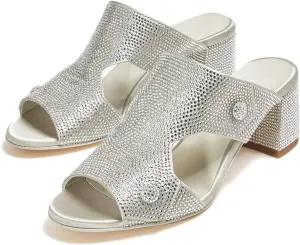 Women's High Heel Slide Sandals Paten Leather Open toe Mules Block High Heel Casual Shoes Party Wedding Dress Crystal High Heels For Ladies