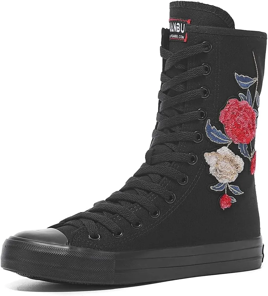 Womens High Top Canvas Sneakers Lace up Fashion Casual Shoes for Girls