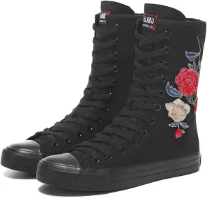 Womens High Top Canvas Sneakers Lace up Fashion Casual Shoes for Girls