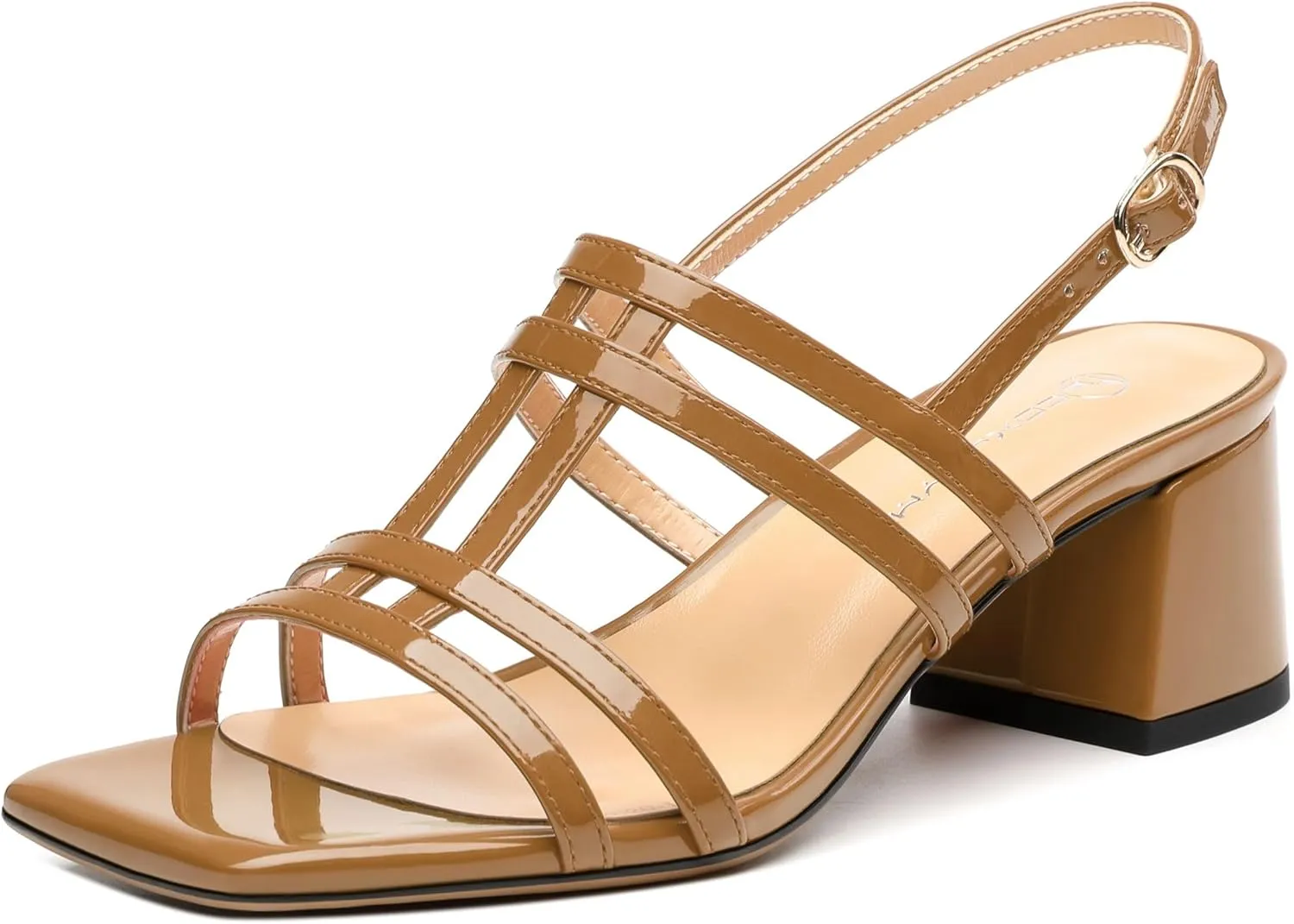 Women's Low Heels Strappy Sandals Square Open Toe Ankle Strap Low HeeL Sandals Comfort Dress Party Wedding Shoes 2"