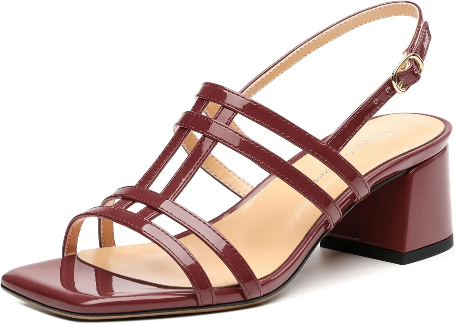 Women's Low Heels Strappy Sandals Square Open Toe Ankle Strap Low HeeL Sandals Comfort Dress Party Wedding Shoes 2"