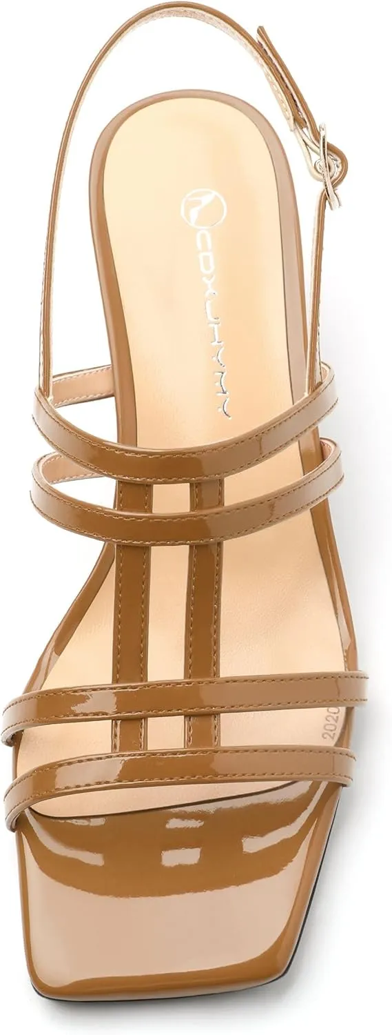 Women's Low Heels Strappy Sandals Square Open Toe Ankle Strap Low HeeL Sandals Comfort Dress Party Wedding Shoes 2"