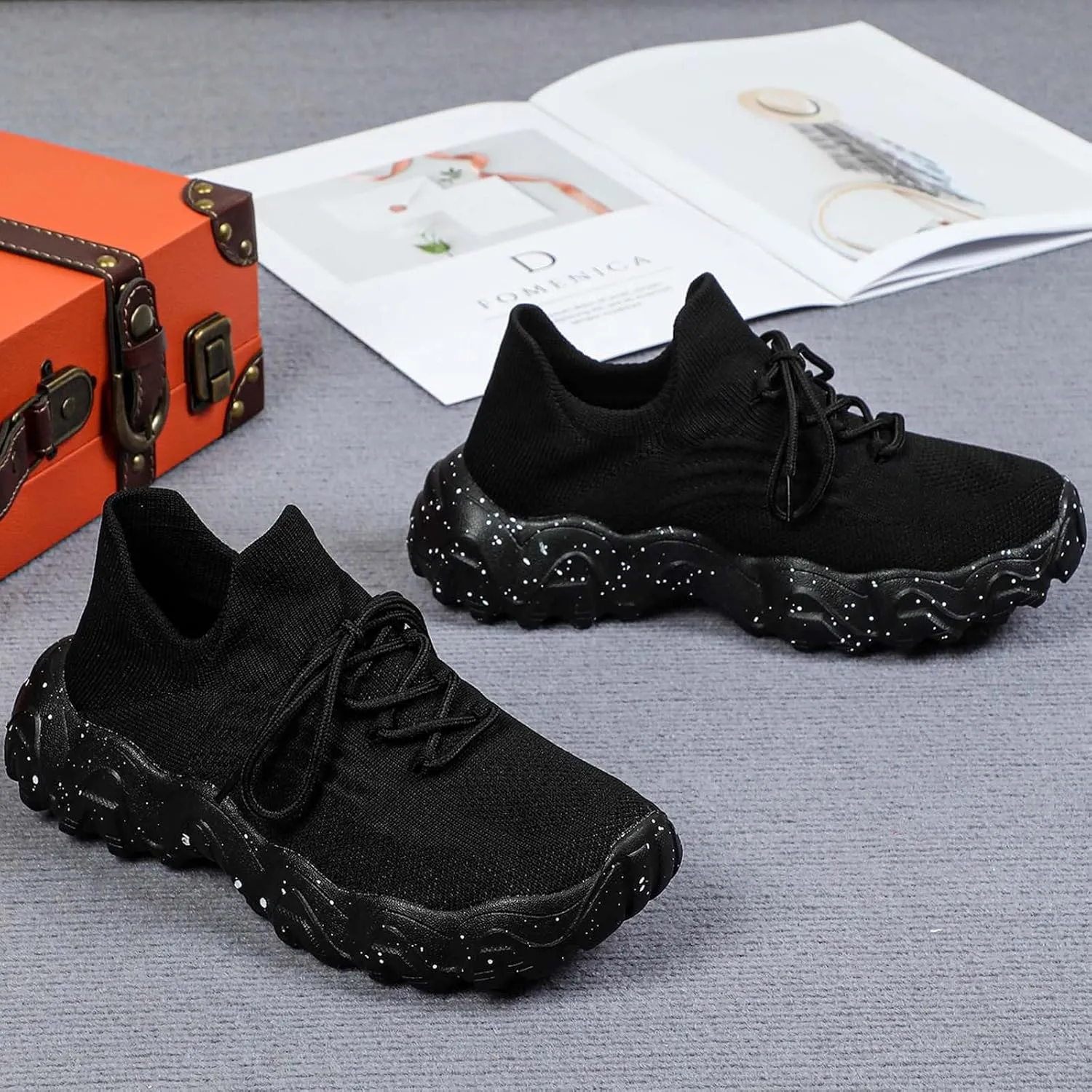 Women's Mesh Lace Lightweight Low-Cut Sneakers, Casual Tennis Shoes, Non Slip, Fashionable Comfortable and
