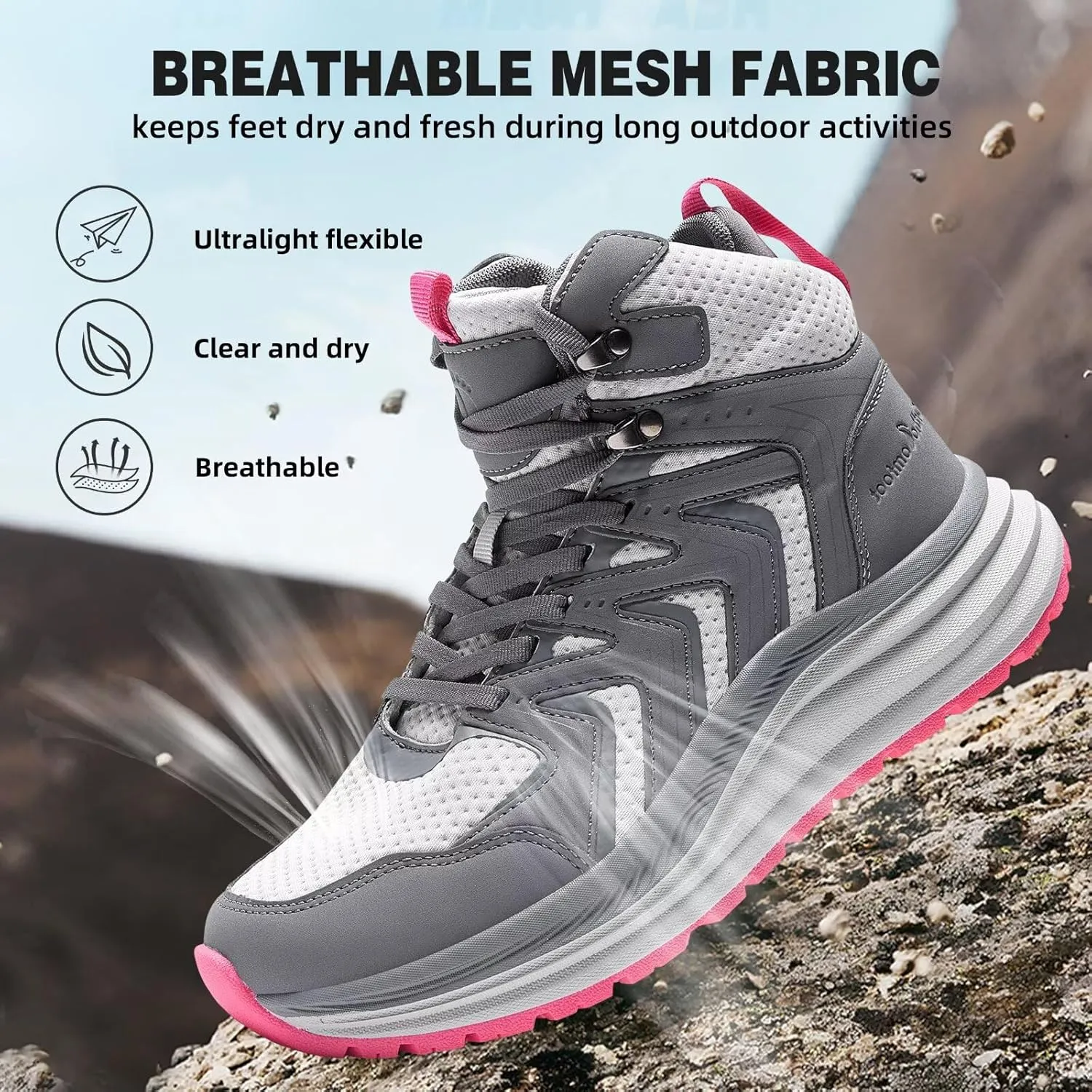 Women's Orthopedic Mid Trekking Hiking Boots: Comfortable Plantar Fasciitis Ankle Support Workout Walking Running Shoes, Orthotic Work Sport Cross Training Trail Sneakers for Feet and Heel Pain Relief