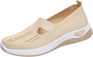 Womens Orthopedic Shoes, Woven Soft Shoes for Women, Arch Support Shoe, Breathable Slip on Foam Diabetic Sneakers