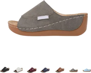 Women's Orthopedic Wedge Slides - Memory Foam Arch Support Sandals for Work/Home/Outdoor