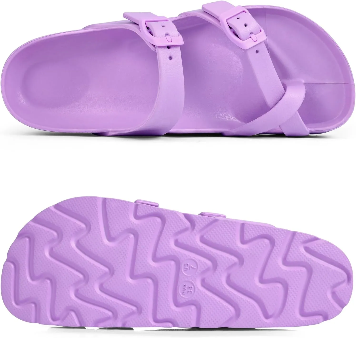 Women's Platform Sandals with Arch Support Comfortable Foam Slides Summer Beach Sandals with Adjustable Buckle
