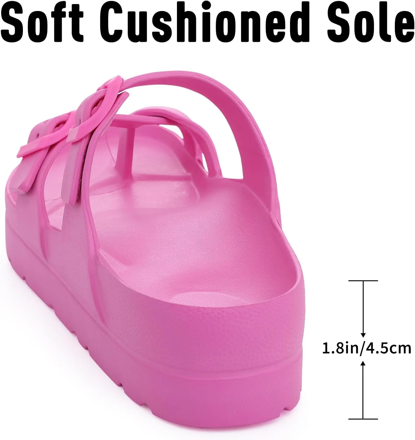 Women's Platform Sandals with Arch Support Comfortable Foam Slides Summer Beach Sandals with Adjustable Buckle