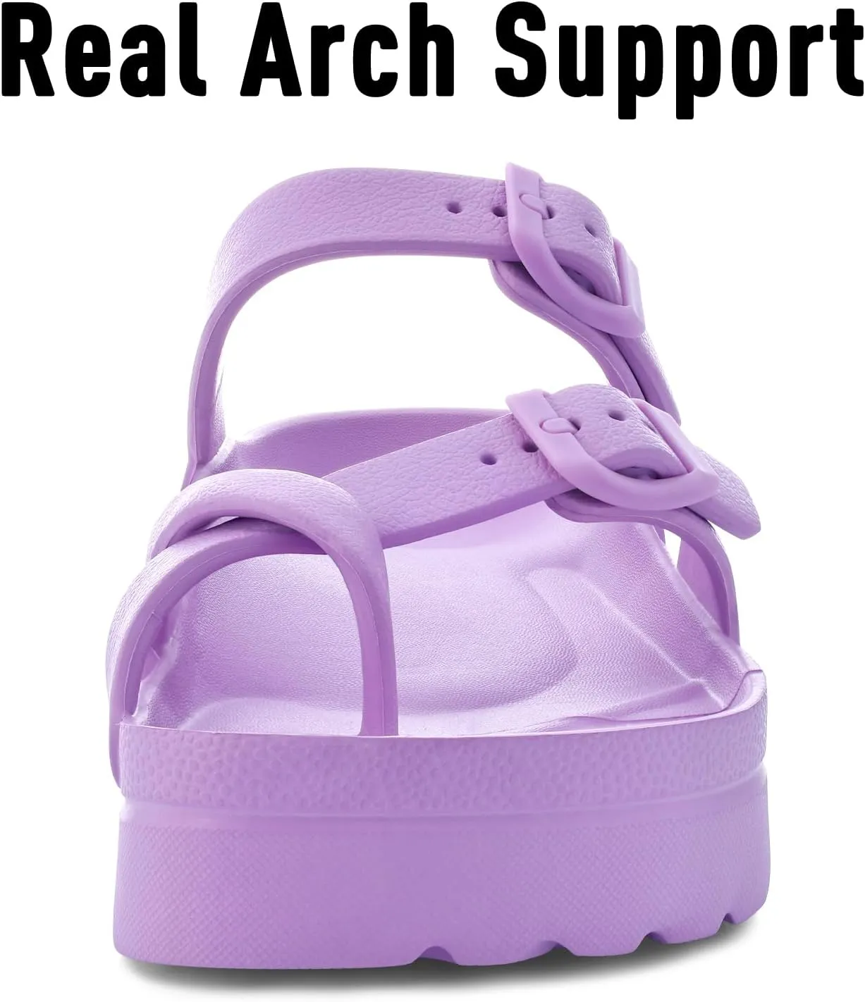 Women's Platform Sandals with Arch Support Comfortable Foam Slides Summer Beach Sandals with Adjustable Buckle