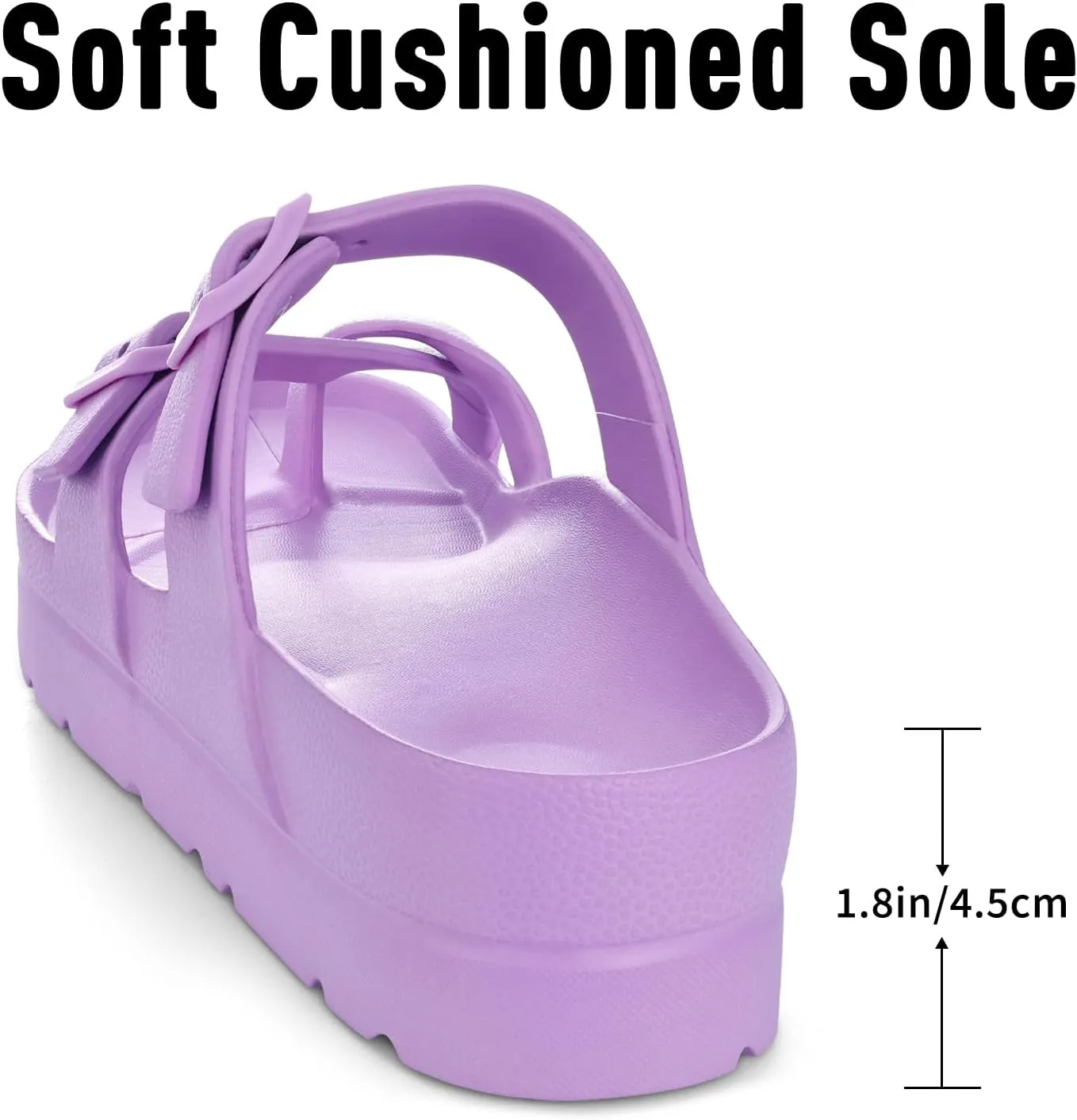 Women's Platform Sandals with Arch Support Comfortable Foam Slides Summer Beach Sandals with Adjustable Buckle