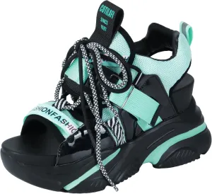 Women's Platform Wedge Sandals, Open-toe Colored Casual Slope Heel Sandals, Lace-up Light Sports Shoes, Muffin Shoes Cushion Slip-on Design Lightweight Comfort