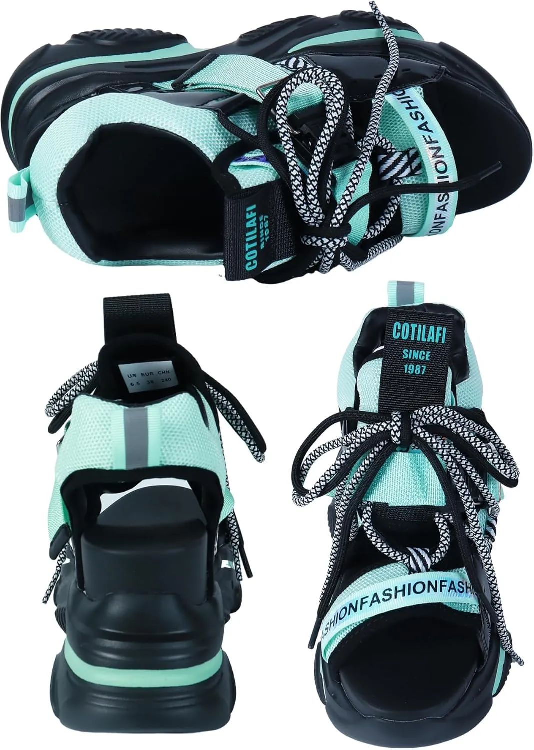 Women's Platform Wedge Sandals, Open-toe Colored Casual Slope Heel Sandals, Lace-up Light Sports Shoes, Muffin Shoes Cushion Slip-on Design Lightweight Comfort