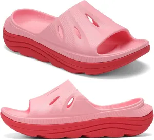 Womens Recovery Sandals Slides for Mens Plantar Fasciitis Sport for Sandals Comfortable Orthotic Athletic Arch Support Slides, Lightweight Cloud Slippers Thick Cushion Open Toe