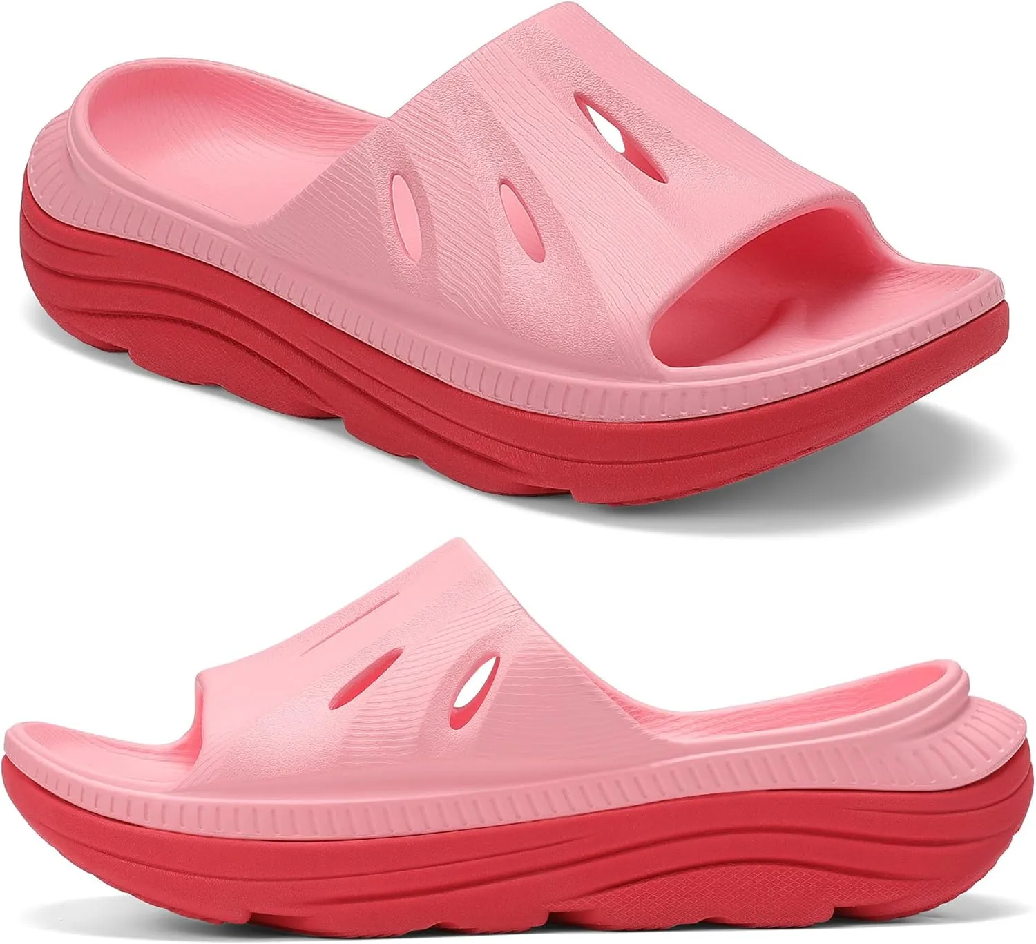 Womens Recovery Sandals Slides for Mens Plantar Fasciitis Sport for Sandals Comfortable Orthotic Athletic Arch Support Slides, Lightweight Cloud Slippers Thick Cushion Open Toe