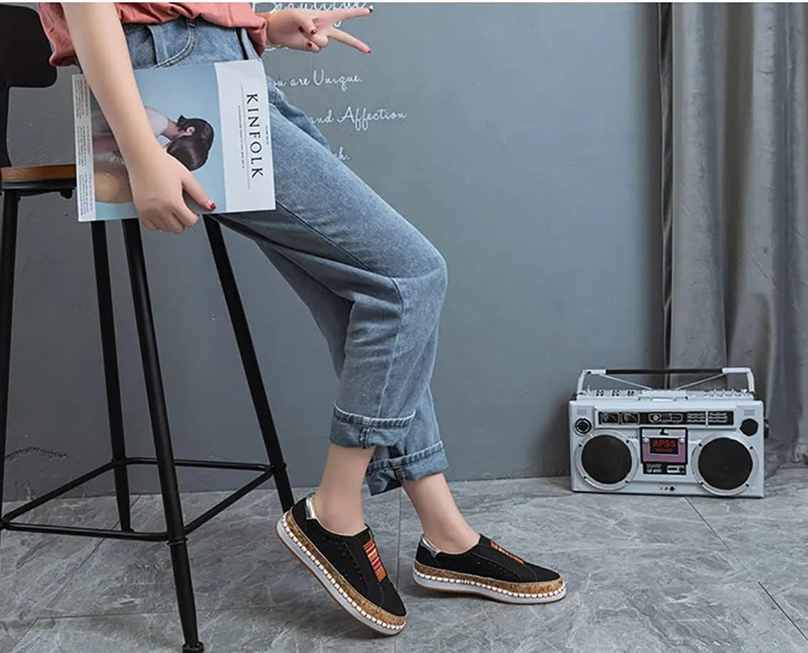 Women's Retro Casua Sneakers Garden Clogs Shoes Orthopedic Slip-On Shoes Walking Shoes Flat Casual Shoes