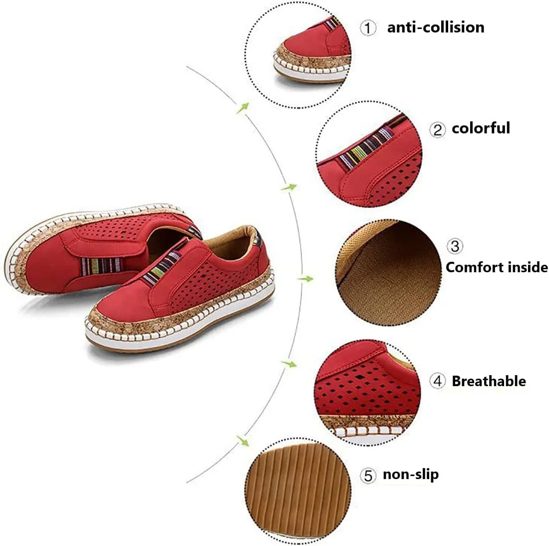 Women's Retro Casua Sneakers Garden Clogs Shoes Orthopedic Slip-On Shoes Walking Shoes Flat Casual Shoes