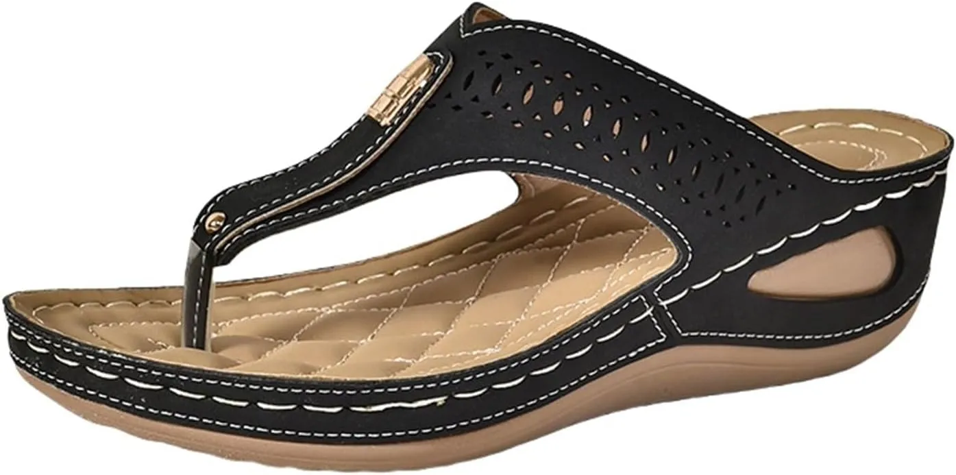 Womens Sandals Arch Support Slingback Sandals Summer Beach Shoes Ankle Strap Thong Flat Sandals for Women